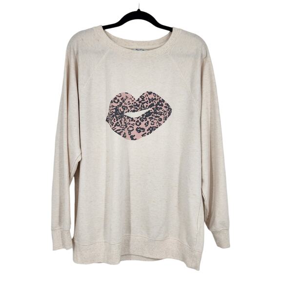 Wildfox Lipstick Animal Print Long Sleeve Pullover Oversized Sweater Size Medium - Picture 1 of 5